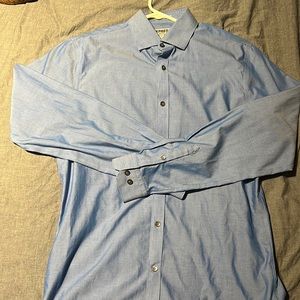 EXPRESS fitted button down dress shirt Blue